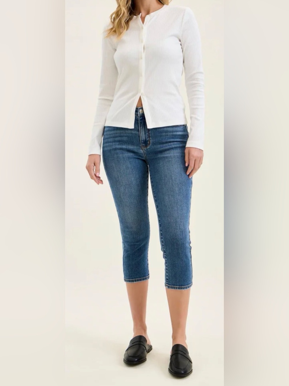 Judy Blue Capri Fit Mid Rise‎ Stretch Denim Jeans Medium Wash Size 27
